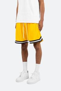 Pantalones cortos para correr para hombre de baloncesto de verano personalizados amarillo patrón sólido malla moda estilo casual al por mayor - Product Image 5