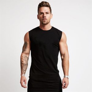 Hot <b>Men</b> Cotton Tank Top Black Color High Quality <b>Singlet</b> Sleeveless Slim Fit Vest Breathable Quick Dry Formal Stand Collar - Product Image 6