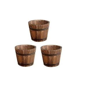 Pot de fleurs en bois écologique, seau, pour plantes de jardin, maison d'extérieur, grande raboteuse, texture bois, une pièce, ml - Product Image 1