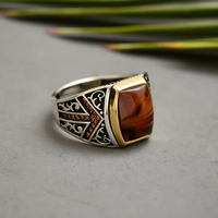 Bagues pour hommes, pierres précieuses œil de tigre, en laiton et argent, Style turc, 925, bijoux en argent Sterling, livraison gratuite
