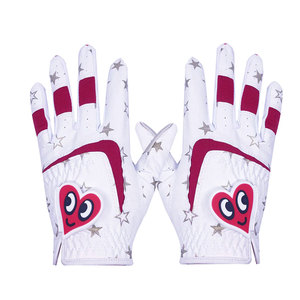 Unisex Printed Left Hand Leather Golf <b>Gloves</b> with Heart Star Design <b>Moisture</b> Wicking - Product Image 1