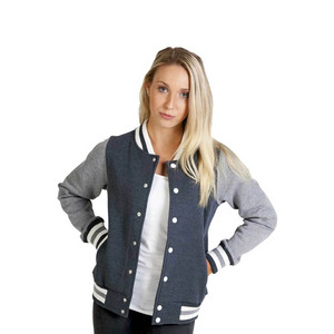 OEM Custom Women Letterman Varsity Jacket Waterproof Wool Body Leather Sleeve Baseball Bomber Cotton/Polyester School College - Product Image 5