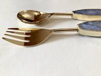 Ensemble de cuillères en agate bleue Amezing en gros cuillère de service en pierres précieuses avec manche en pierre articles de coutellerie de décoration de la maison