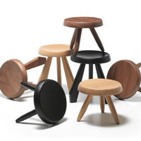 Tabouret de Bar Haut de Gamme Moderne et Rond, Style Ottoman Charlotte Perriand, Modèle Méribel