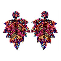 Cuentas de semilla de ganchillo hechas a mano para mujer, aretes multicolor, joyería Artificial para mujer 2022
