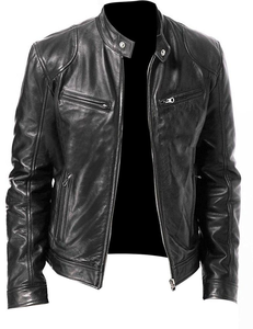 Veste en cuir noir pour homme, design personnalisé, qualité authentique, tendance, nouvelle arrivée - Product Image 3