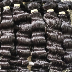 Mèches Deep Wave de qualité supérieure, cheveux humains vierges indiens, couleur noire naturelle, non traités, avec Closure frontale 100% - Product Image 2