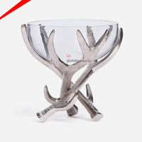 Bol à vaisselle en verre et en métal, de luxe, avec base en agate décorative et en marbre, pour cadeau de mariage, bol doré