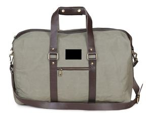 กระเป๋าเดินทางหนังแท้ผ้าใบเคลือบแว็กซ์ยูนิเซ็กส์มีซิปปิดปรับแต่งโลโก้ได้ลายเรขาคณิต-เครื่องประดับแฟชั่น - Product Image 1