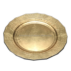 Métal Fer Design Luxe Chargeur Assiette Plats Assiettes Bordure Spirale Design Décoratif Fini Doré - Product Image 3