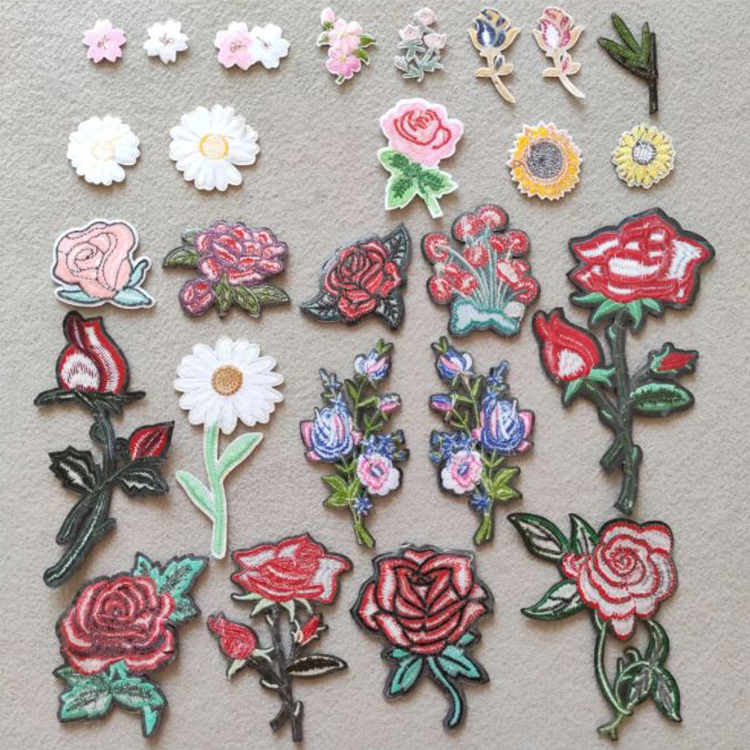 Parches De Flores Termoadhesivos - 20 Piezas, Bordados, Mezcla De Colores, Para Decorar Ropa, Jeans Y Sombreros