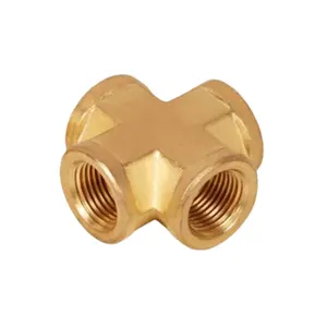 Brass Pipe fittings Cross with Female ends from 3/4" to 2" sizes with NPT threads