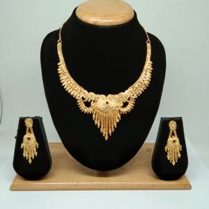 <b>Simple</b> Attractive Indian Style <b>Gold</b> Plated Neckalce Set for Women&Girls - Product Image 1
