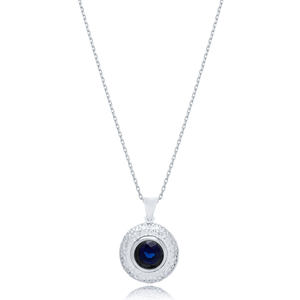 Traditional Charm Deep <b>Blue</b> <b>Sapphire</b> Pendant Turkish Wholesale 925 Sterling Silver Jewelry - Product Image 2