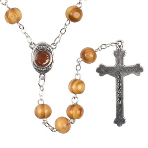Jerusalem Sacra terra perline santo religioso benedetto croce <span class=keywords><strong>rosario</strong></span> collana pino cattolico in legno <span class=keywords><strong>catena</strong></span> del <span class=keywords><strong>rosario</strong></span> - Product Image 5
