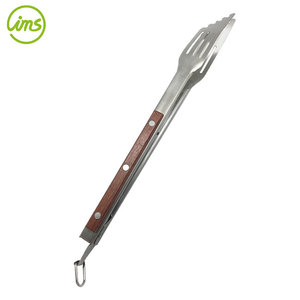 Pinzas largas de acero inoxidable para barbacoa, mango de palisandro - Product Image 2