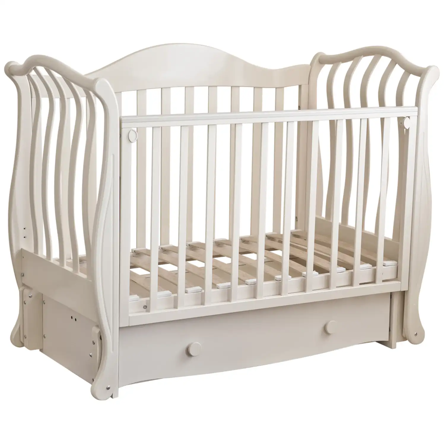 TOP Quality Children's wooden baby crib "Julianna" for sale, elegant classic design, orthopedic bed, 2 easily removable racks