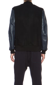 Blouson en laine pour homme, à manches en cuir véritable, superbe vêtement de remplacement style lettres de collège - Product Image 2