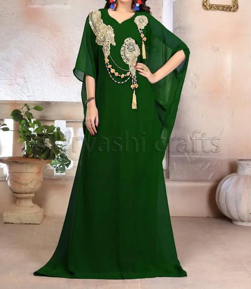 Váy Dạ Hội Ả Rập Cho Nữ, Váy Dài Dạ Hội Màu Xanh Lá Cây