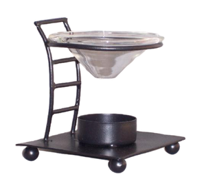 Quemador de aceite de incienso de hierro con recubrimiento de polvo negro con cuenco de vidrio decoración del hogar quemador de carbón incienso aromaterapia - Product Image 2