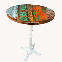 Meubles en fonte de café ronds en bois argenté, meubles en métal industriel, socle araignée revêtu de poudre, mobilier de maison, Restaurant