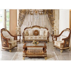 Classic Walnut <b>High</b> <b>Gloss</b> Finish Living Room <b>Furniture</b> Luxury Persian Style Living Room Sofa Decor Romania Style Living Sofa Set - Product Image 1