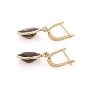 Pendientes de topacio ahumado ovalado Natural para mujer y niña, aretes de oro amarillo sólido de 14K, joyería de moda, productos más vendidos - Product Image 3