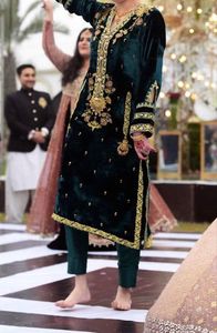 DABKA-TOP largo de terciopelo verde, bordado con cuentas de cristal, para vestir en fiesta o boda, 2022 - Product Image 2