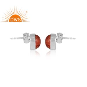 Boucles d'oreilles en argent sterling 925 avec pierre précieuse en corail naturel pour femme, cadeau pour elle, pour toute occasion - Product Image 3