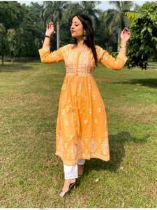 Vêtements pour femmes, nouvelle collection, coton, avec belle broderie, fonctionne sur le haut et le pantalon, kurtine, prix pas cher - Product Image 2