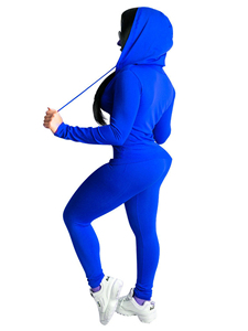 Top French Terry Skinny <b>Sweat</b> Suit Women Puff Printing Cropped Zip-Up Breathable Hoodie Jogger Sweatpants Set Streetwear - Product Image 2