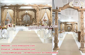 Mandap de Madera para Bodas Hindúes, Estilo Moderno, Doble Poste Tallado, Color y Tamaño Personalizables, Fácil de Montar, para Eventos en Washington - Product Image 2