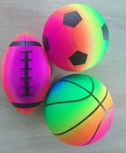 光谱运动场球，5英寸彩色彩虹运动球-6英寸儿童充气乙烯基球