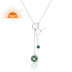 Collar con colgante de piedras preciosas de ónix verde Natural de plata de ley fina para mujer, joyería para mujer, regalo para ella - Product Image 2