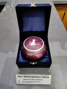 Odyssey <b>Pet</b> Cremation Urn Purple with <b>Running</b> Horse American Style Brassworld India Adult Funeral Supplies Metal Urn - Product Image 3