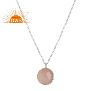 Collier chaîne avec pendentif rond en argent Sterling 925 pour femmes, vente en gros, bijoux pour filles, tendance - Product Image 1