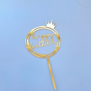 Décorations de gâteau réutilisables en acrylique doré miroir <span class=keywords><strong>Joyeux</strong></span> <span class=keywords><strong>Anniversaire</strong></span> pour fournitures de fête d'<span class=keywords><strong>anniversaire</strong></span> - Product Image 6