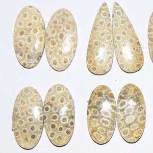 หินฟอสซิลธรรมชาติ,พลอยคู่ทำจากหินปะการังฟรีไซส์สำหรับทำเครื่องประดับ DIY - Product Image 5