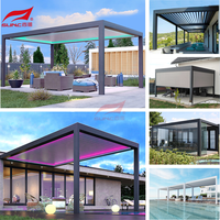 Pergola bioclimatique de jardin avec toit rétractable et réglable, auvent imperméable en aluminium pour l'extérieur