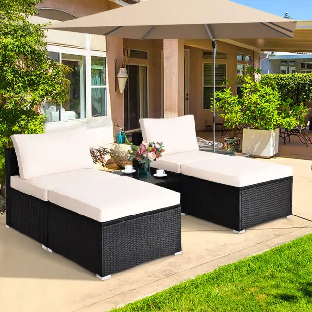 Sunbed decoration for garden outdoor set made by poly rattan/ wicker patio set with cushion 10cm