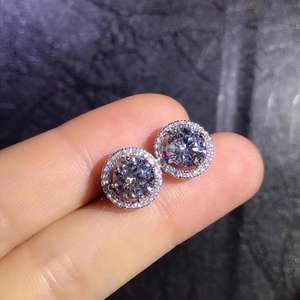 2.00CT Round Cut Moissanite Halo <b>Earrings</b> Stud Push <b>Back</b> <b>Earrings</b> for Women 10K White <b>Gold</b> - Product Image 4