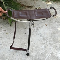 Bâton de marche pliable en aluminium de qualité avec siège et éclairage pour la pêche et la chasse, noir