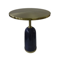 Table basse de salon en bois avec plateau en marbre, Design européen classique et moderne, Table centrale pour salon