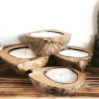 Bougies en bois de rose naturel, pour bols, bougie de soja en coquille de noix de coco, de Viet nr 0084947900124