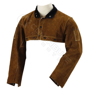 Manches de protection en cuir marron pour soudeur, résistantes à la chaleur et au feu - Product Image 5