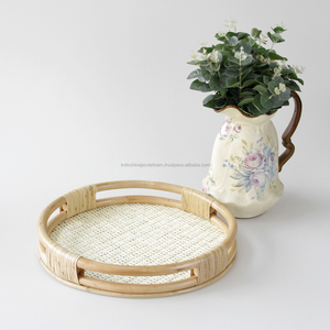 New Design Rattan Tray Set 2 Woven With <b>Bamboo</b> Decor Home Wholesale - Product Image 3