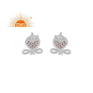 Pendientes de plata de ley con forma de corazón para mujer, Gema de CZ Natural, fabricante de joyería - Product Image 1