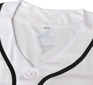 Maillot de baseball boutonné Hipster Hip Hop pour homme Maillot vierge à manches courtes en blanc Noir Sportswear Softball Tailles S-3XL - Product Image 4