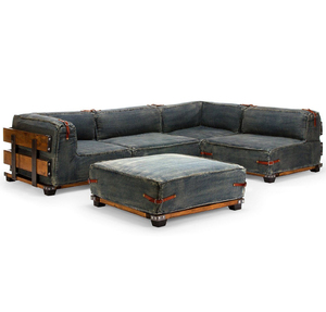 Sofá Tapizado en Tela Vaquera de Alta Calidad |   Juego de Sofás de Mezclilla de Lujo Moderno con Estructura de Madera Sólida |   Sala de Estar Suave y Confortable - Product Image 6