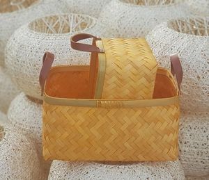 Panier de rangement en bambou naturel du Vietnam, anse en cuir, nouveau style d'usine, 2020 - Product Image 2